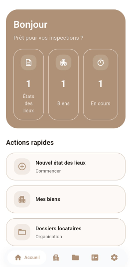 Aperçu du dashboard mobile LocaPin pour les états des lieux